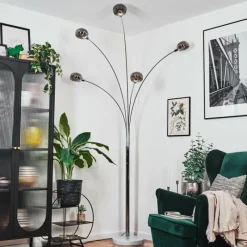 hofstein Nikkala Lampadaire Chrome, Blanc, 5 lumières