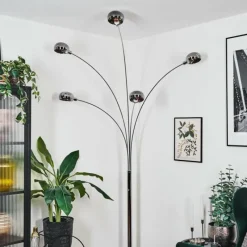 Suspension Verre Fumé-hofstein Nikkala Lampadaire Chrome, Blanc, 5 lumières