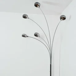 Suspension Verre Fumé-hofstein Nikkala Lampadaire Chrome, Blanc, 5 lumières