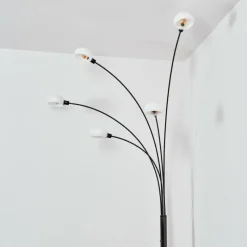 hofstein Nikkala Lampadaire Chrome, Noir, 5 lumières