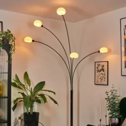 hofstein Nikkala Lampadaire Chrome, Noir, 5 lumières