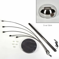 Suspension Verre Fumé-hofstein Nikkala Lampadaire Chrome, Noir, 5 lumières