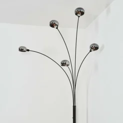 Suspension Verre Fumé-hofstein Nikkala Lampadaire Chrome, Noir, 5 lumières