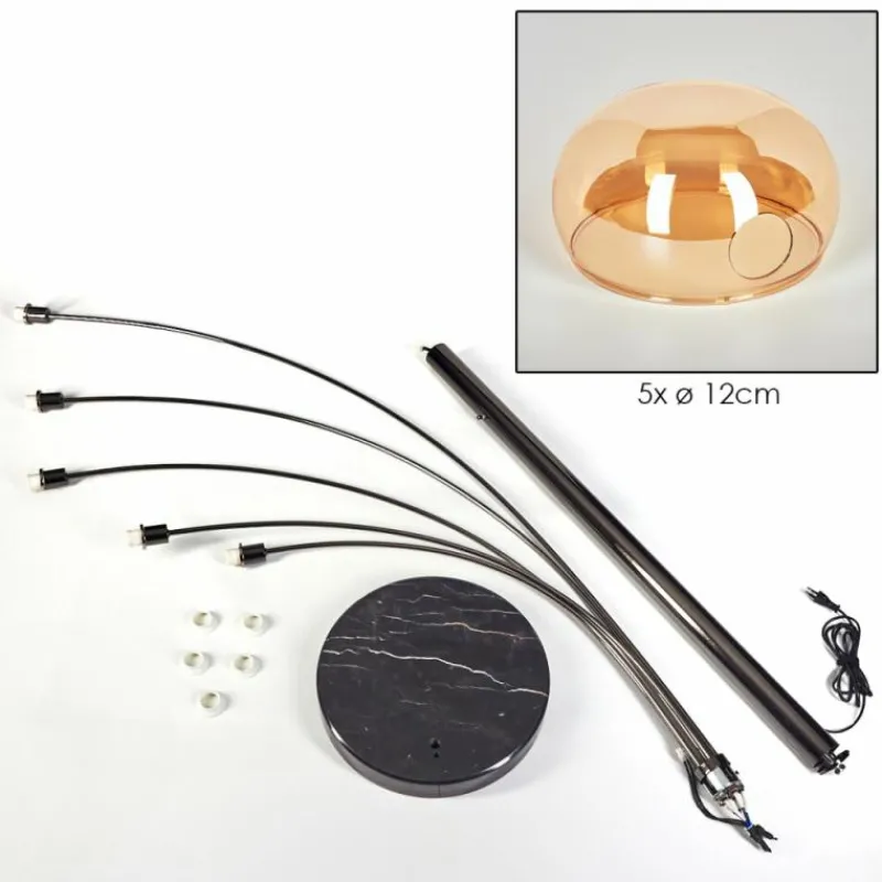 hofstein Nikkala Lampadaire Chrome, Noir, 5 lumières