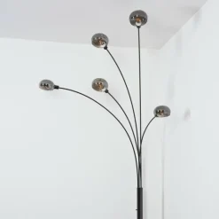 hofstein Nikkala Lampadaire Chrome, Noir, 5 lumières