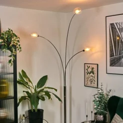 hofstein Nikkala Lampadaire Chrome, Blanc, 3 lumières