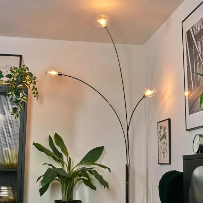 hofstein Nikkala Lampadaire Chrome, Blanc, 3 lumières