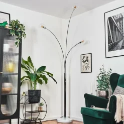 hofstein Nikkala Lampadaire Chrome, Blanc, 3 lumières