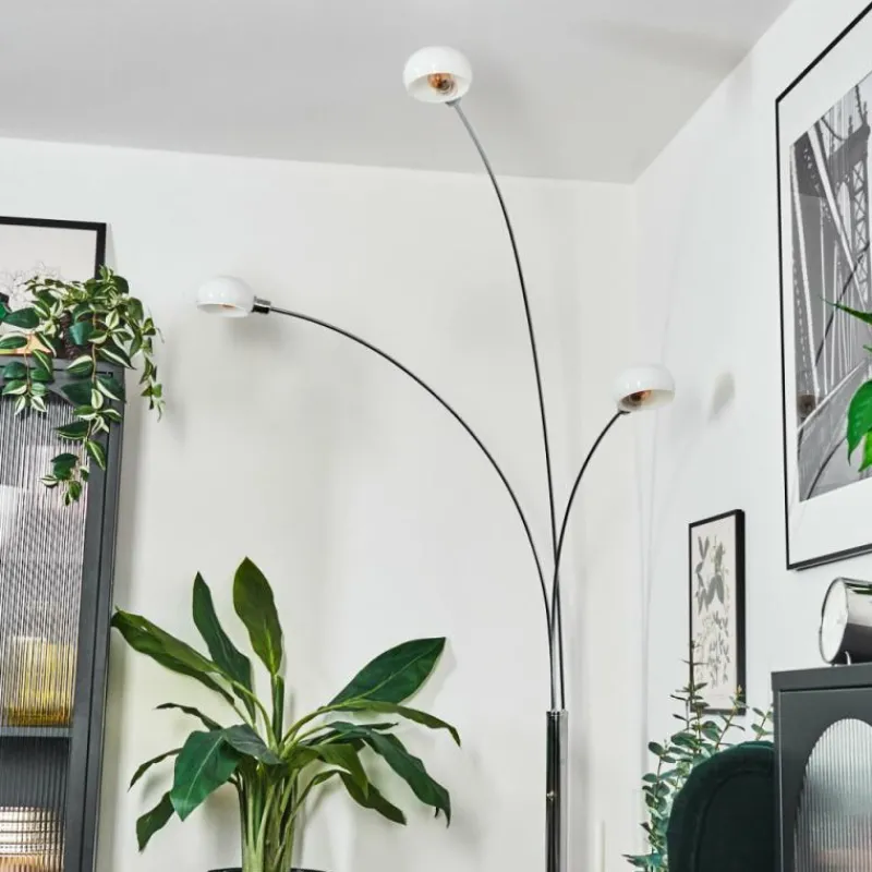 hofstein Nikkala Lampadaire Chrome, Blanc, 3 lumières