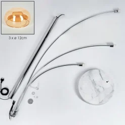 hofstein Nikkala Lampadaire Chrome, Blanc, 3 lumières