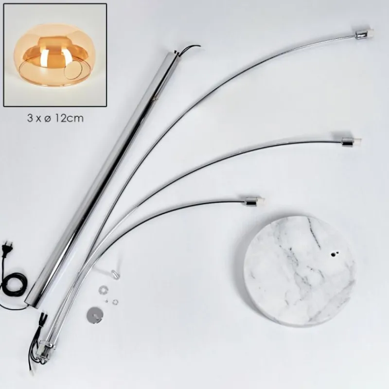 hofstein Nikkala Lampadaire Chrome, Blanc, 3 lumières