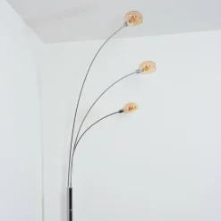 hofstein Nikkala Lampadaire Chrome, Blanc, 3 lumières