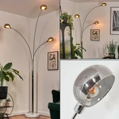 hofstein Nikkala Lampadaire Chrome, Blanc, 3 lumières