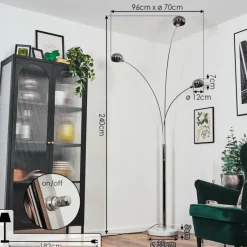 hofstein Nikkala Lampadaire Chrome, Blanc, 3 lumières