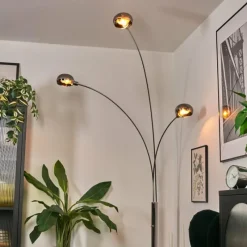 hofstein Nikkala Lampadaire Chrome, Blanc, 3 lumières