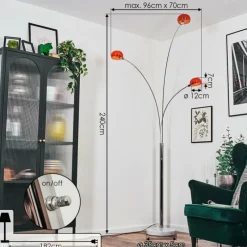 hofstein Nikkala Lampadaire Chrome, Blanc, 3 lumières