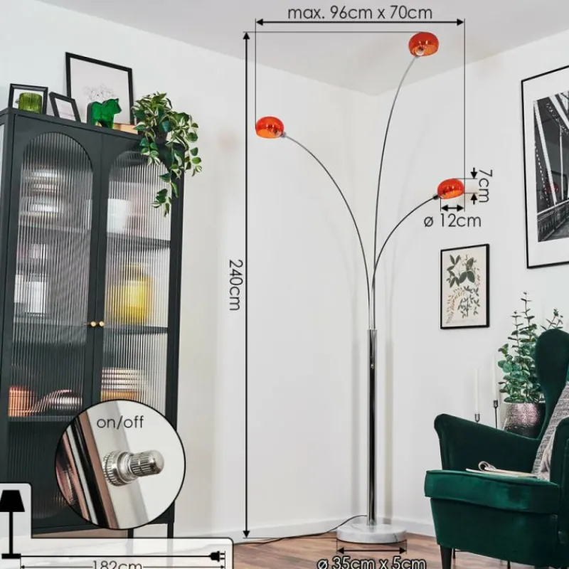 hofstein Nikkala Lampadaire Chrome, Blanc, 3 lumières