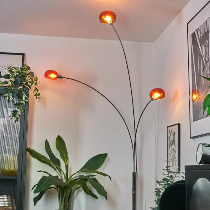 hofstein Nikkala Lampadaire Chrome, Blanc, 3 lumières