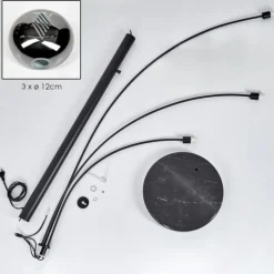 hofstein Nikkala Lampadaire Marbre, Noir, 3 lumières