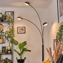 hofstein Nikkala Lampadaire Marbre, Noir, 3 lumières