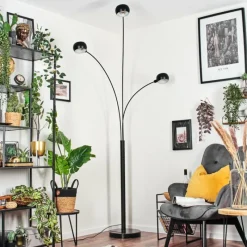 hofstein Nikkala Lampadaire Marbre, Noir, 3 lumières