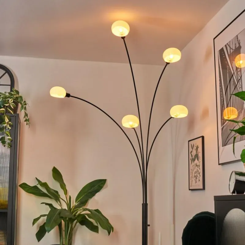 hofstein Nikkala Lampadaire Noir, 5 lumières