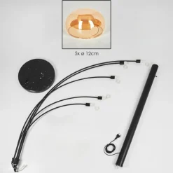 hofstein Nikkala Lampadaire Noir, 5 lumières