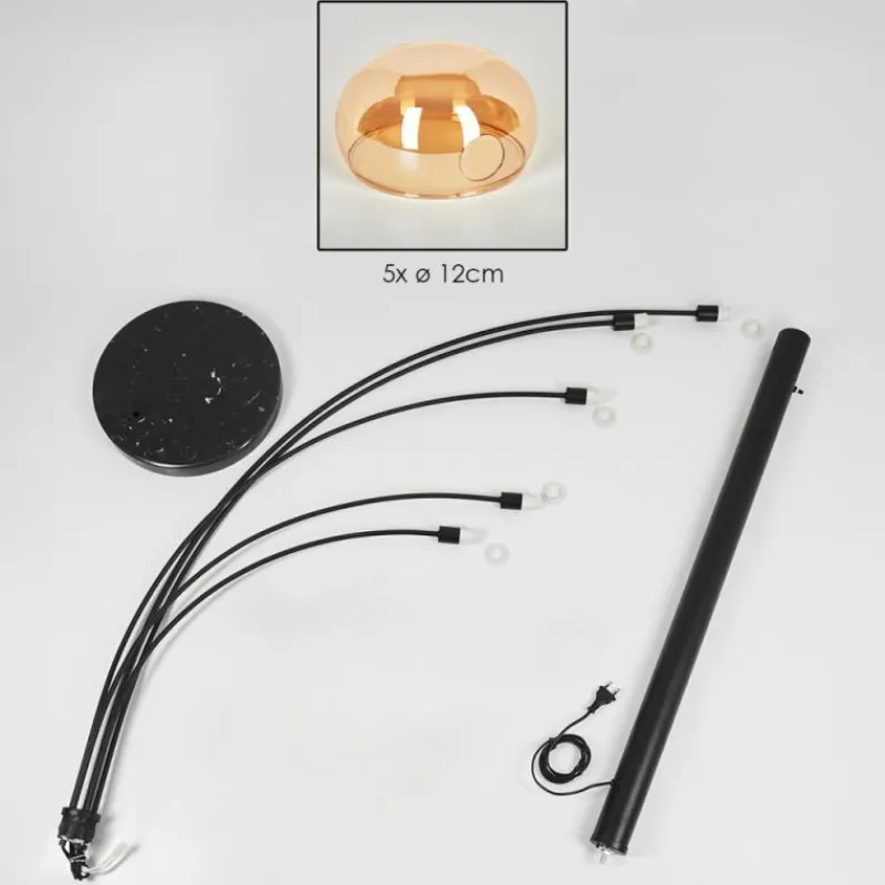 hofstein Nikkala Lampadaire Noir, 5 lumières