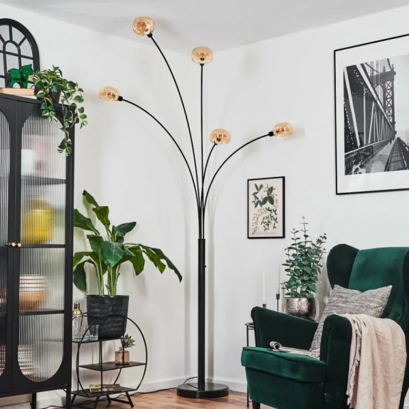 hofstein Nikkala Lampadaire Noir, 5 lumières