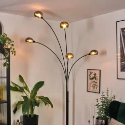 hofstein Nikkala Lampadaire Noir, 5 lumières