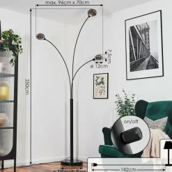 hofstein Nikkala Lampadaire Noir, 3 lumières