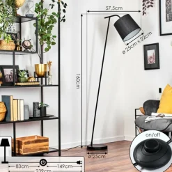 Lampes En Tissu-hofstein Nobar Lampadaire, Liseuse Noir, 1 lumière