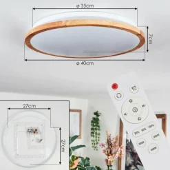 Luminaires Scandinaves-hofstein Nogueira Plafonnier, Panel LED Blanc, 1 lumière, Télécommandes