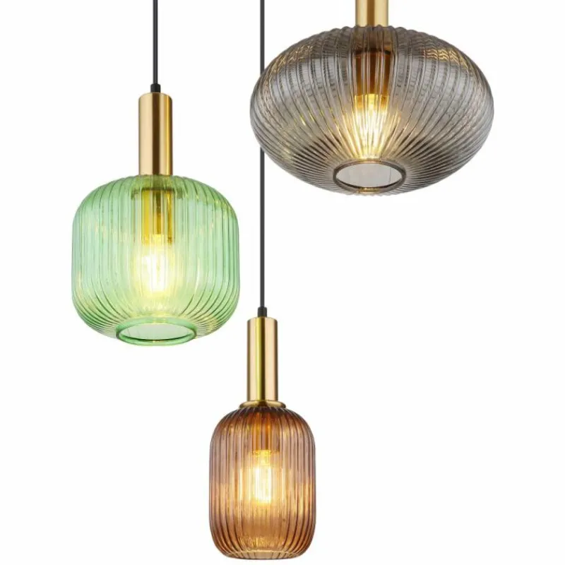 Luminaires Globo Lighting NORMY Suspension Laiton, 3 lumières