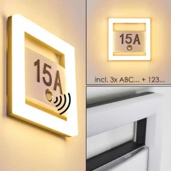 hofstein Numéro d'adresse éclairé Louisville LED Gris, 1 lumière, Détecteur de mouvement