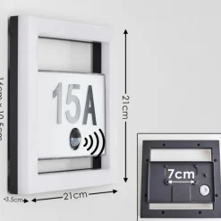 hofstein Numéro d'adresse éclairé Louisville LED Gris, 1 lumière, Détecteur de mouvement