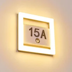 hofstein Numéro d'adresse éclairé Louisville LED Gris, 1 lumière, Détecteur de mouvement