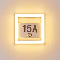 hofstein Numéro d'adresse éclairé Louisville LED Gris, 1 lumière, Détecteur de mouvement