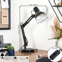 hofstein Nurmasuando Lampe à poser, Liseuse Noir, 1 lumière