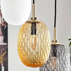 hofstein Nyberget Suspension, Boule lumineuse, Suspension Laiton, 3 lumières