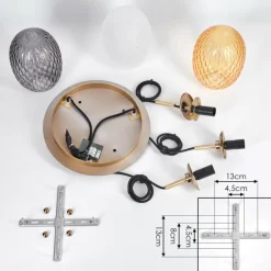 hofstein Nyberget Suspension, Boule lumineuse, Suspension Laiton, 3 lumières