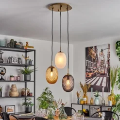 hofstein Nyberget Suspension, Boule lumineuse, Suspension Laiton, 3 lumières