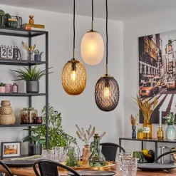 hofstein Nyberget Suspension, Boule lumineuse, Suspension Laiton, 3 lumières