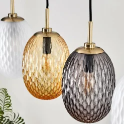 hofstein Nyberget Suspension, Boule lumineuse, Suspension Laiton, 4 lumières