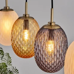 hofstein Nyberget Suspension, Boule lumineuse, Suspension Laiton, 4 lumières