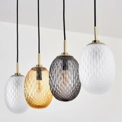 hofstein Nyberget Suspension, Boule lumineuse, Suspension Laiton, 4 lumières