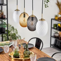 hofstein Nyberget Suspension, Boule lumineuse, Suspension Laiton, 4 lumières