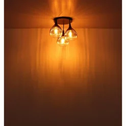 Suspension Verre Fumé-Luminaires Globo Lighting Olsen Plafonnier Noir, 3 lumières