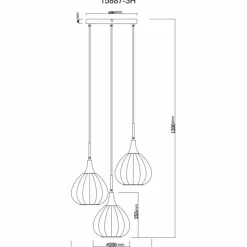 Suspension Verre Fumé-Luminaires Globo Lighting Olsen Suspension Noir, 3 lumières