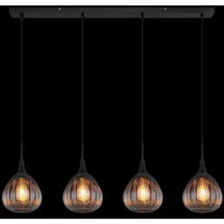 Suspension Verre Fumé-Luminaires Globo Lighting Olsen Suspension Noir, 4 lumières